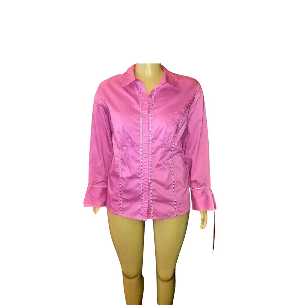 Lane Bryant Pink Long Sleeve Button Down Shirt Top 22/24 NWT